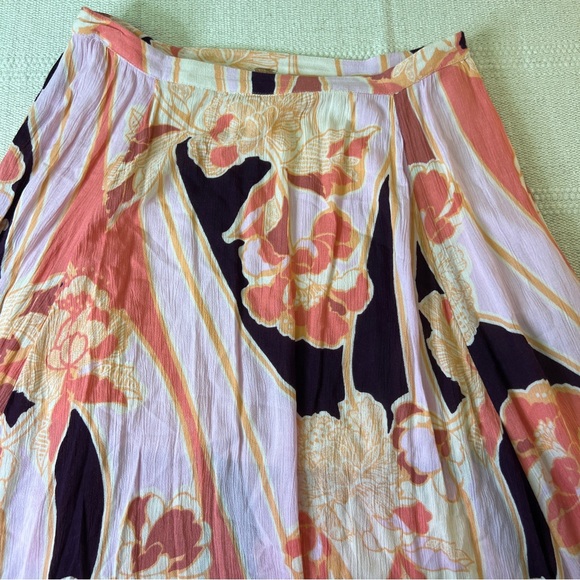 Free People Bring Back The Summer Ruffle Maxi Skirt Pink and Purple Floral - Picture 9 of 13